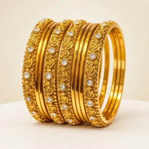 gold-metal-textured-stone-embellished-bangles-for-women