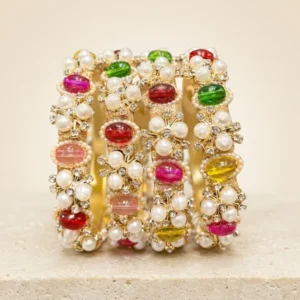 multicolor-crystal-pearl-beaded-stretch-bangles-for-women