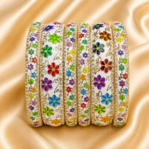 rangmahal-hand-painted-floral-brass-bangle-set