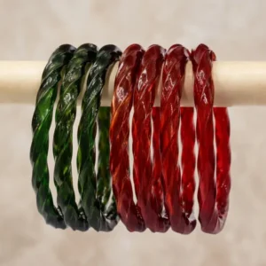 red-and-green-glass-twisted-bangle-set-of-8-for-women